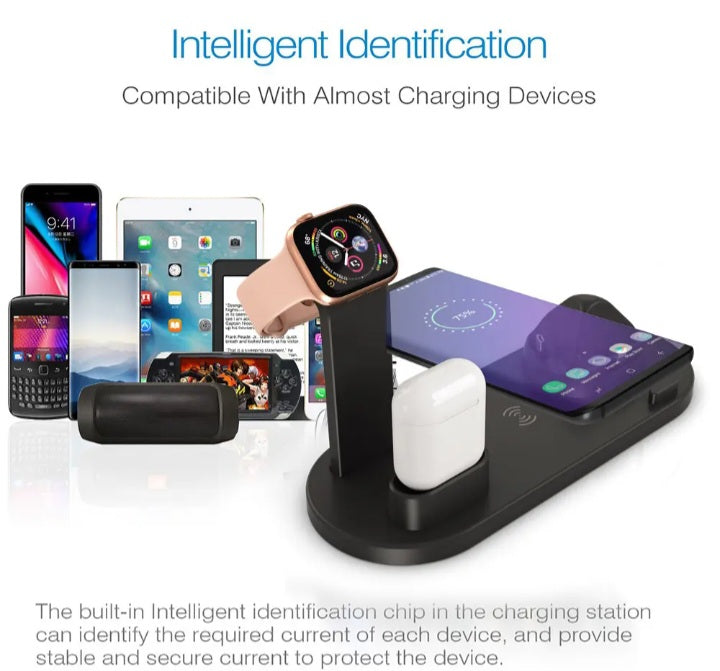 🔌 Station de Charge Sans Fil 3-en-1 Rotative – Téléphone, iWatch & AirPods