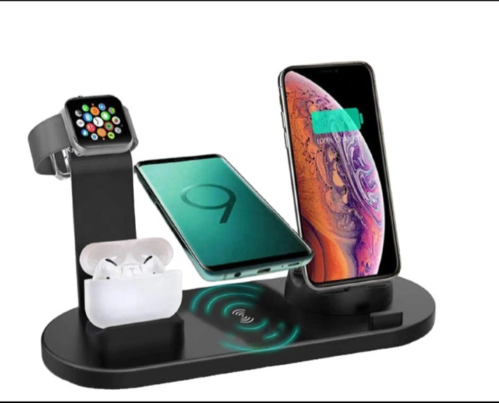 🔌 Station de Charge Sans Fil 3-en-1 Rotative – Téléphone, iWatch & AirPods