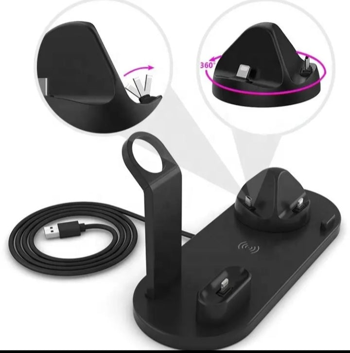 🏷️ Chargeur 6 en 1 Multiports – Station de Charge Rapide USB & Type-C Sécurisée